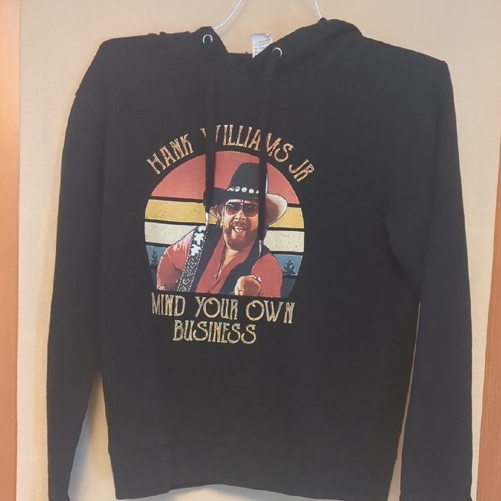 Hank Williams Mind Your Own Business Black Graphic Vintage Hoodie Size Women S